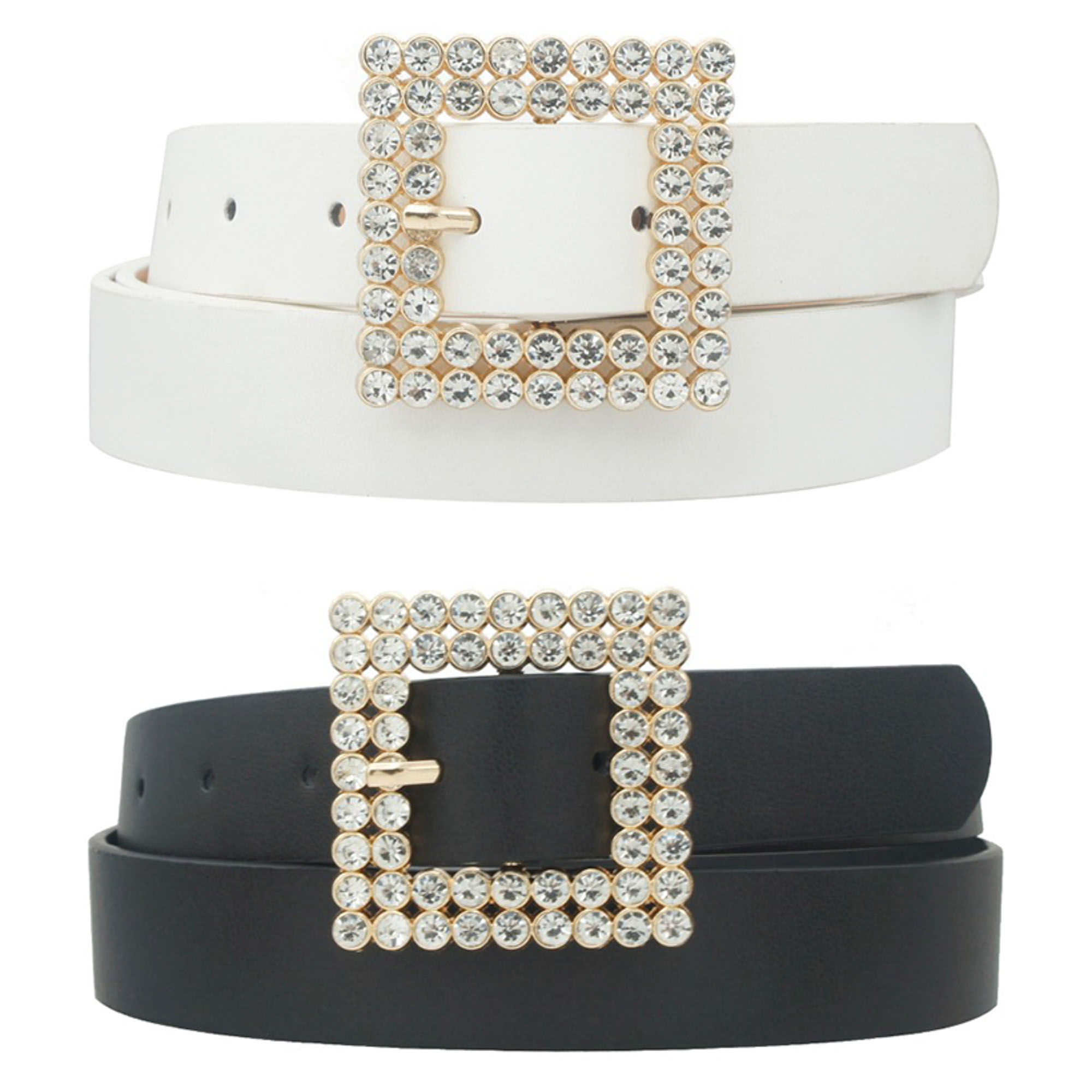 PLUS SIZE DOUBLE ROW SQUARE BUCKLE DUO BELT