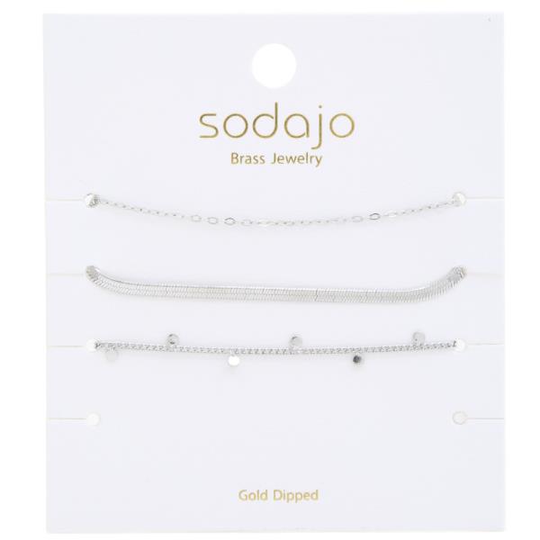 SODAJO FLAT SNAKE CHAIN LINK GOLD DIPPED BRACELET SET