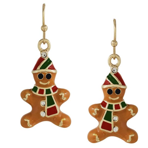 CHRISTMAS GINGERBREAD MAN DANGLE EARRING