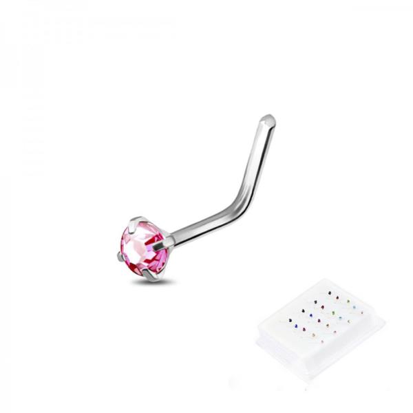 20 PCS OF `L SHAPE` WITH GEM 925 STERLING SILVER NOSE STUD PACKAGE