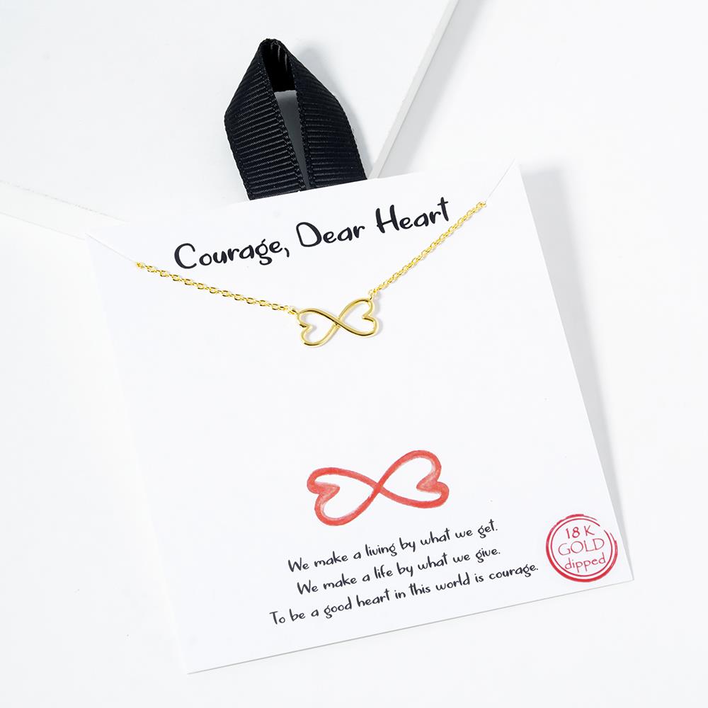 18K GOLD RHODIUM DIPPED COURAGE, DEAR HEART NECKLACE