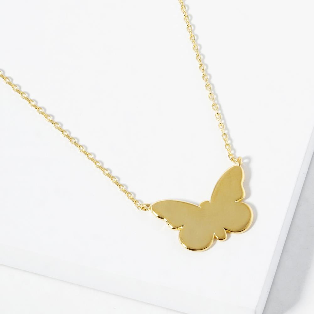 18K GOLD RHODIUM DIPPED BUTTERFLY LANGUAGE NECKLACE