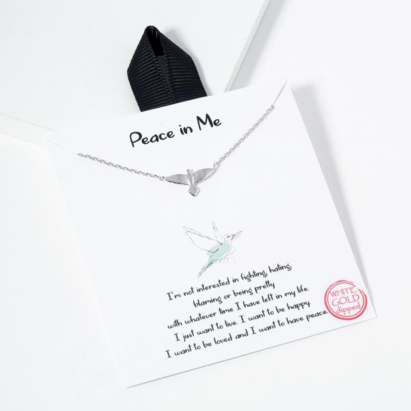 18K GOLD RHODIUM DIPPED DOVE PEACE IN ME NECKLACE