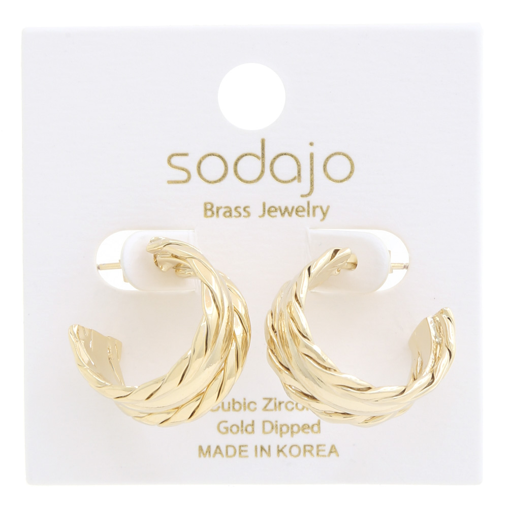 SODAJO LINED OPEN CIRCLE GOLD DIPPED EARRING