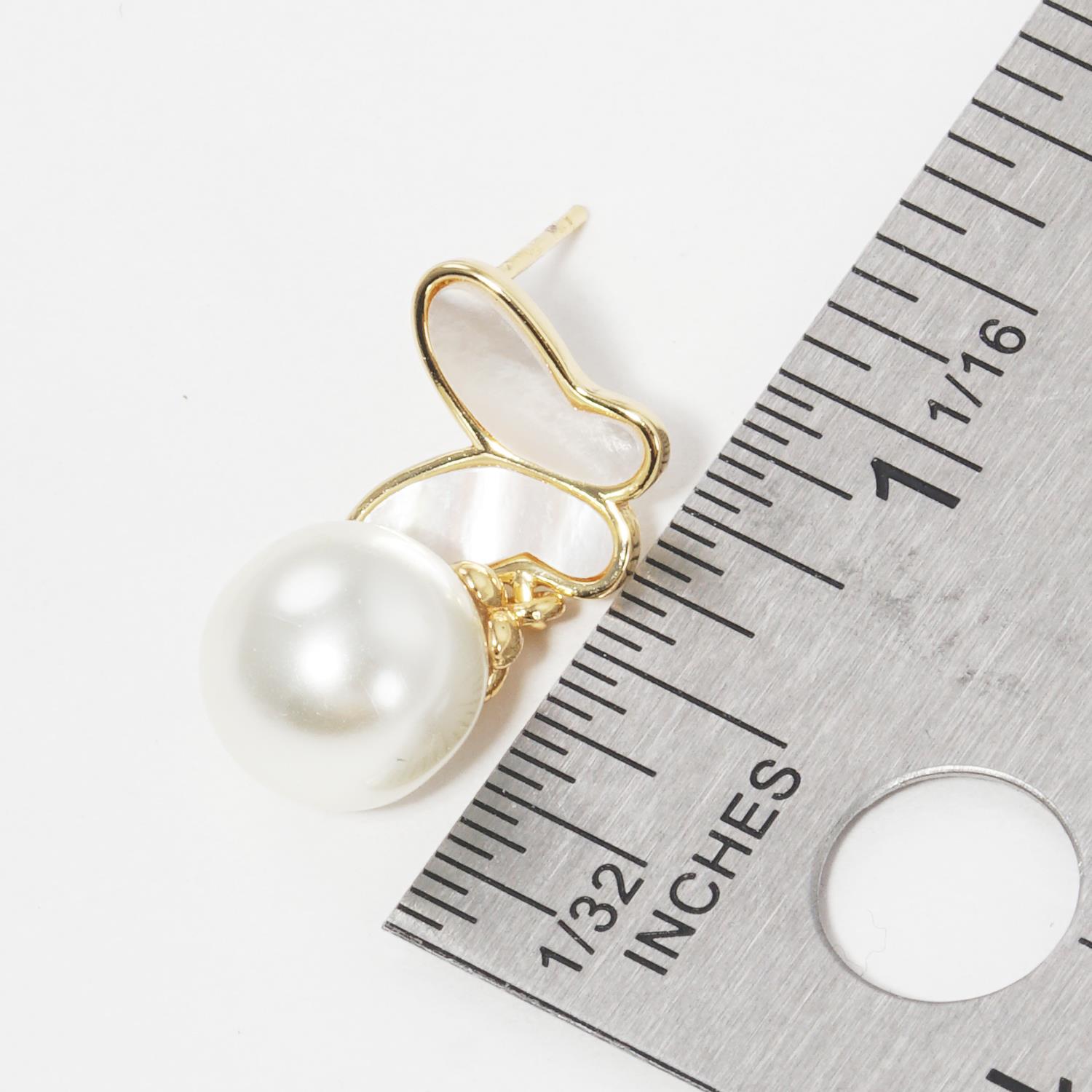 GOLD DIPPED BUTTERFLY PEARL DANGLE EARRING