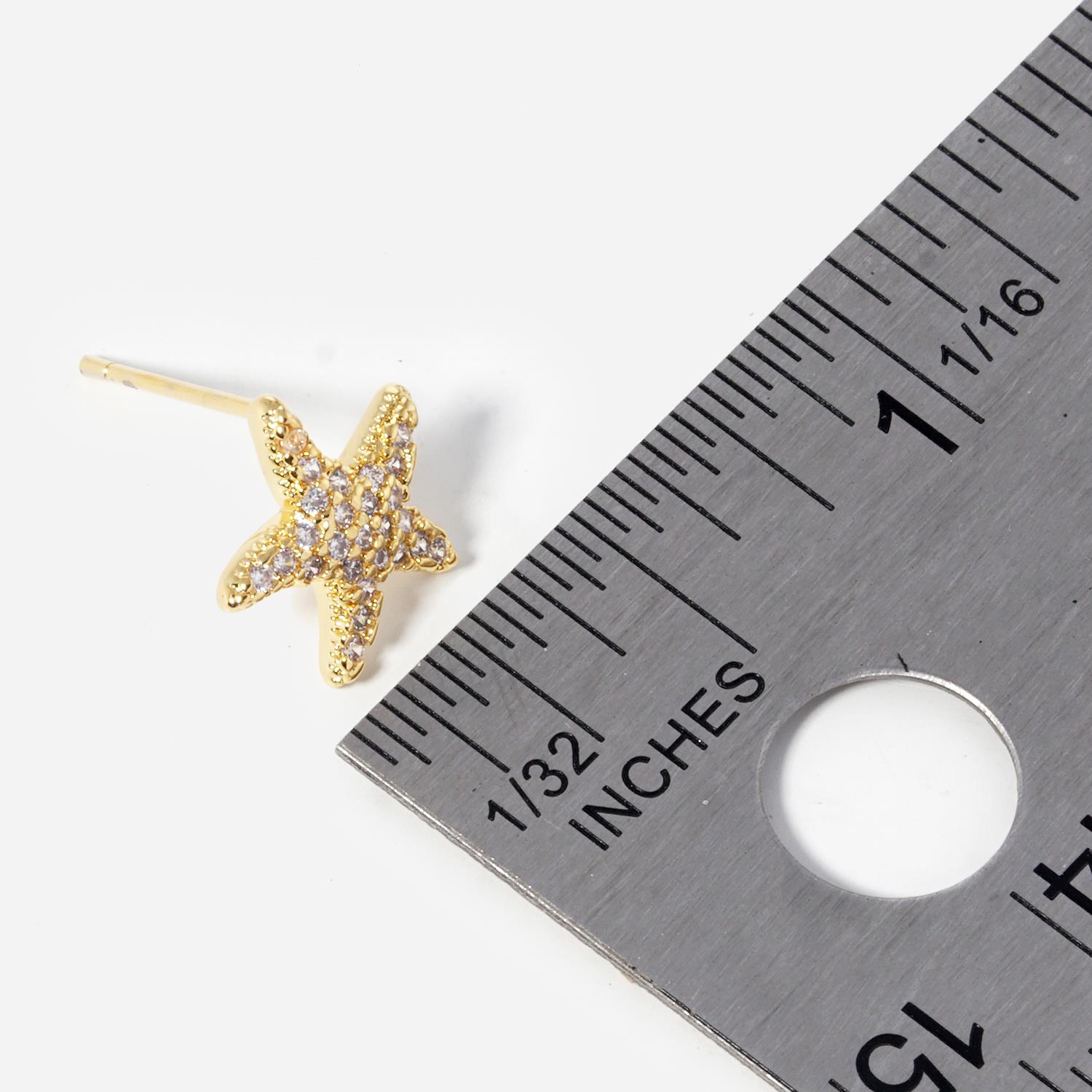 GOLD DIPPED CUBIC ZIRCONIA STAR STUD EARRING