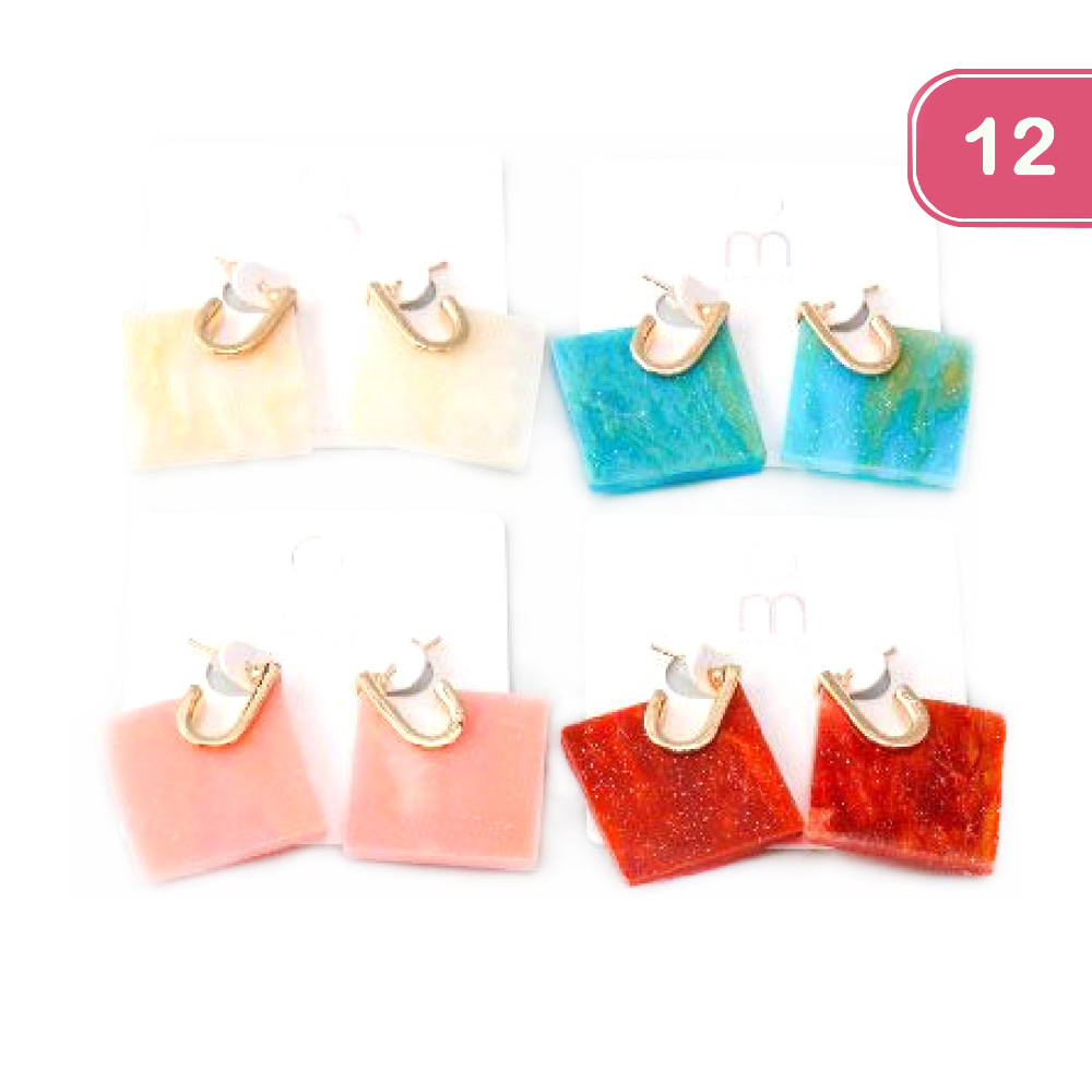 ACRYLIC SQUARE PLATE EARRING (12UNITS)