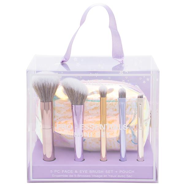 CALA PRO ESSENTIALS MINI POUCH AND 5 PC FACE EYE BRUSH SET