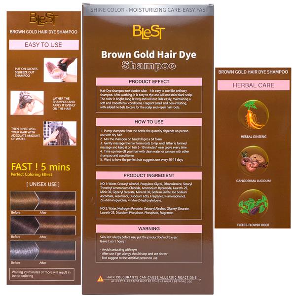 BLEST 5 MIN QUICK COLORING HAIR DYE SHAMPOO BROWN GOLD