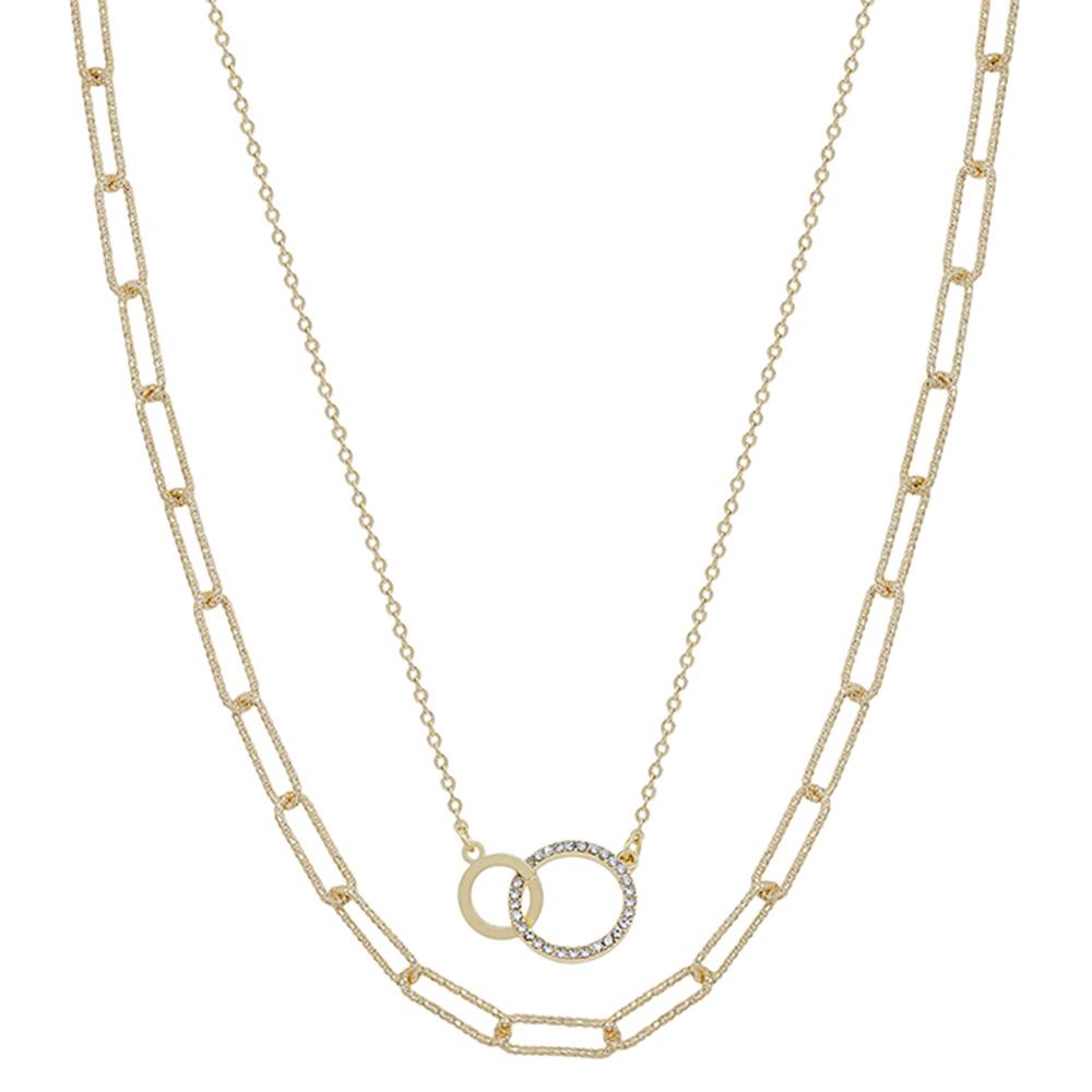 DOUBLE LINKED PAVE OVAL CHAIN NECKLACE