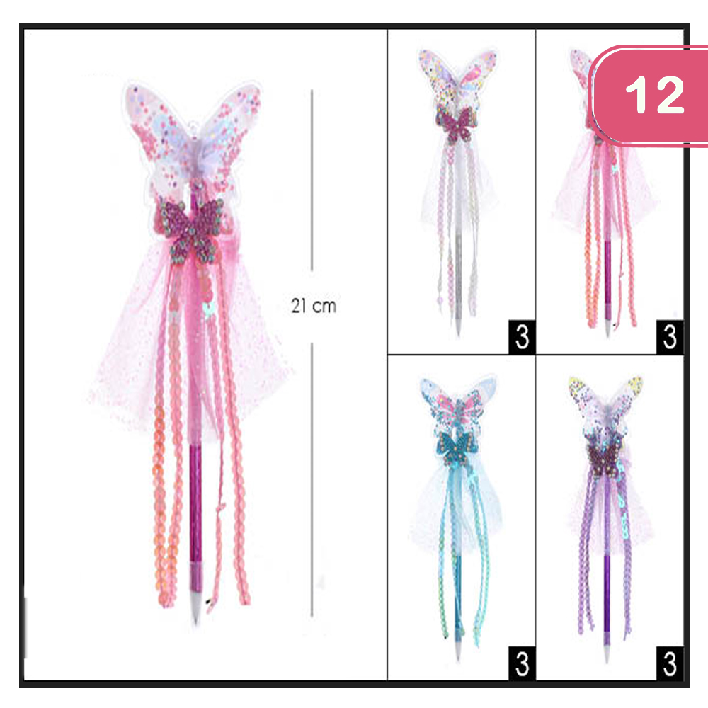 FASHION BUTTERFLY SEQUIN PEN (12UNITS)