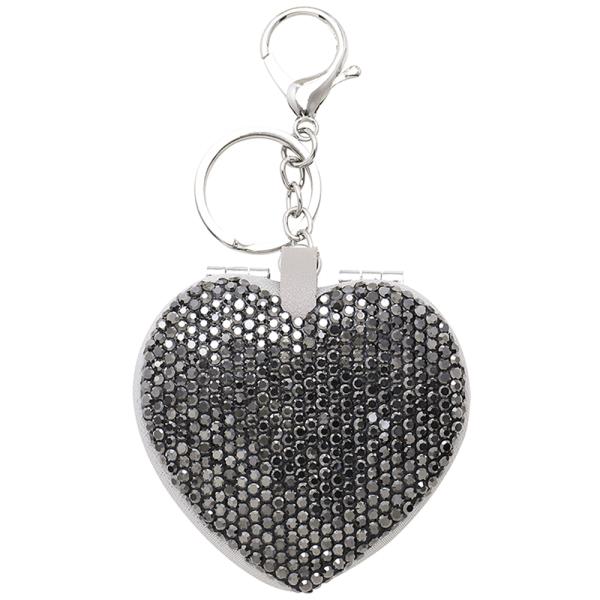 RHINESTONE HEART MIRROR KEYCHAIN