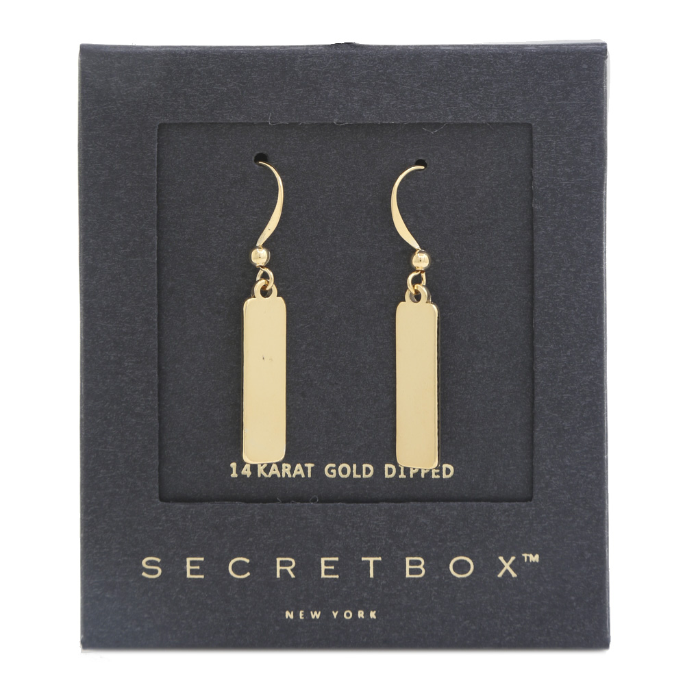 RECTANGLE PLATE 14K GOLD DIPPED EARRING