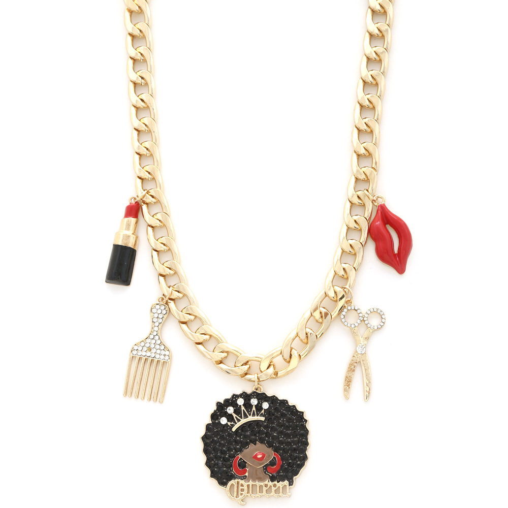 QUEEN LIPSTICK CURB LINK NECKLACE