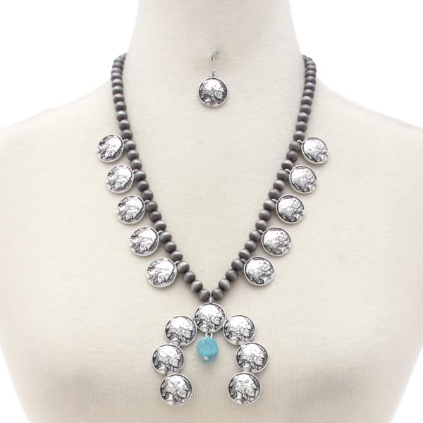 WESTERN CRYSTAL COIN BEADED NECKLACE