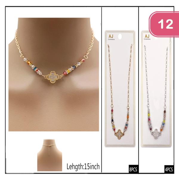 FASHION CLOVER BEAD NECKLACE (12 UNITS)