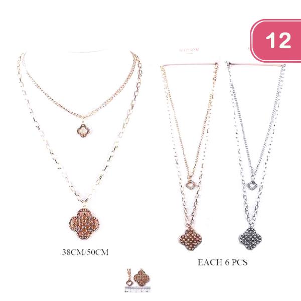 FASHION CLOVER 2 LAYER NECKLACE (12UNITS)