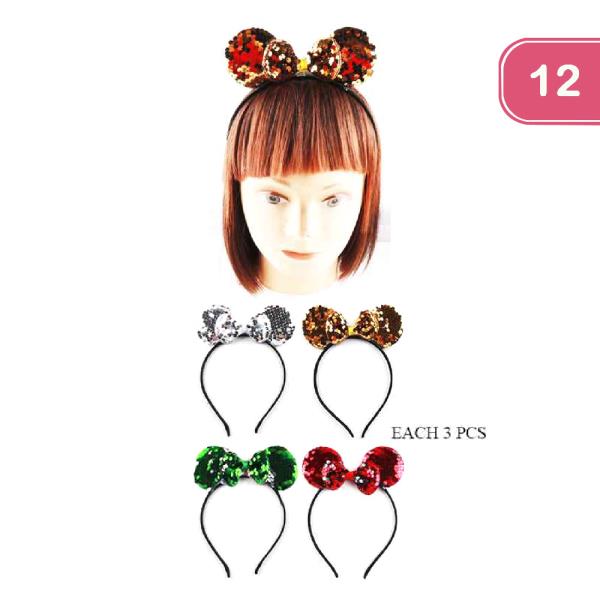 FASHION MOUSE SEQUIN EARS HEADBAND (12 UNITS)