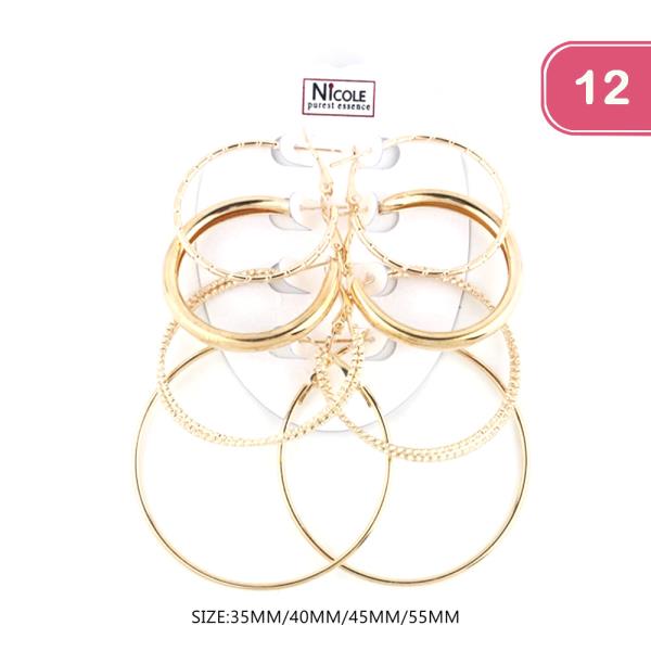 FASHION 4 PAIR HOOP EARRING (12UNITS)