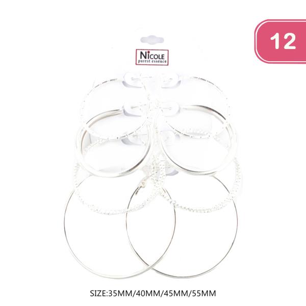 FASHION 4 PAIR HOOP EARRING (12UNITS)