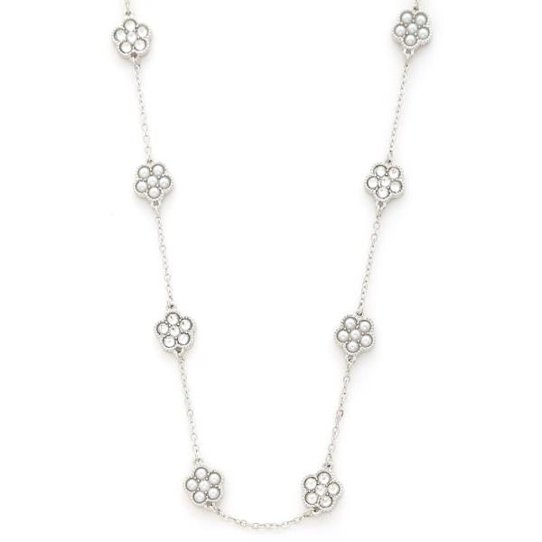 FLORAL SHAPE PEARL CRYSTAL PATTERN NECKLACE