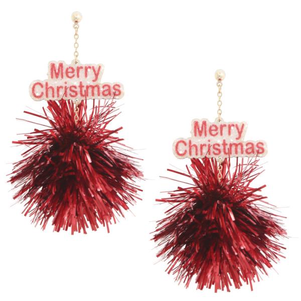MERRY CHRISTMAS POM POM EARRING