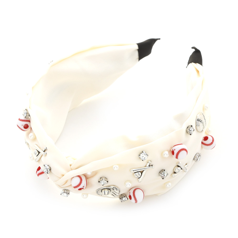 BASEBALL CHARM STUDDED HEADBAND