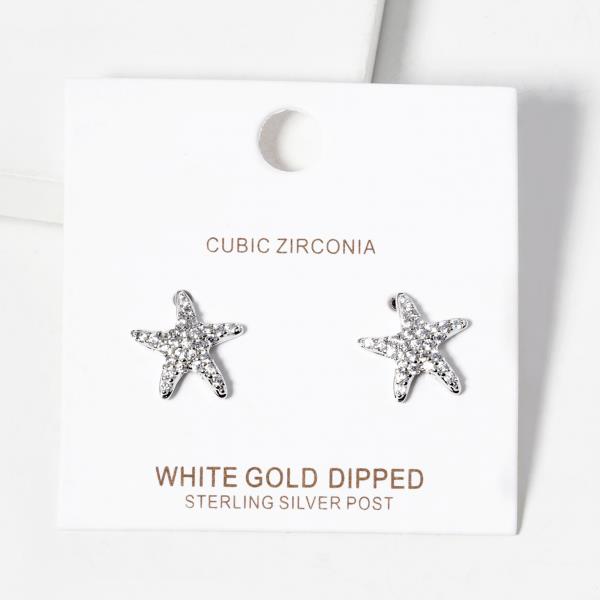 GOLD DIPPED CUBIC ZIRCONIA STAR EARRING