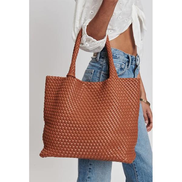 2IN1 WOVEN ALL OVER SOLANA TOTE BAG W POUCH SET