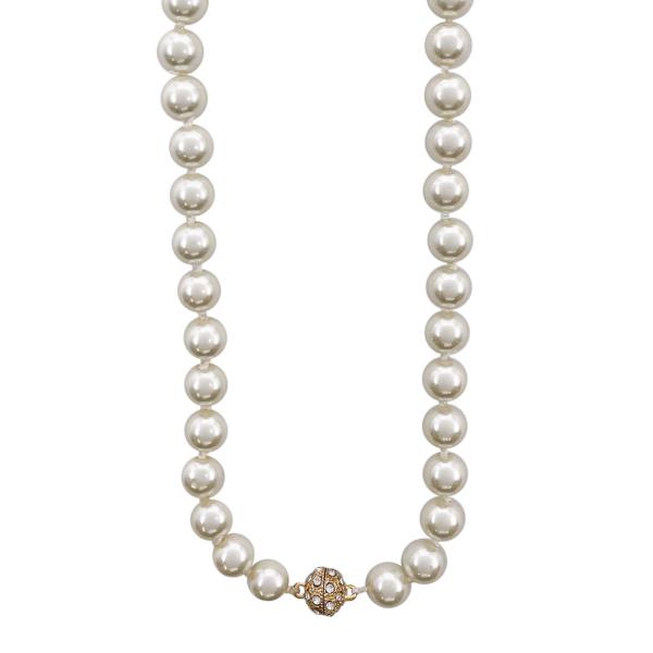 KNOTTED GLASS PEARL AND PAVE NECKLACE