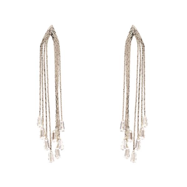 METAL RHINESTONE POST FRINGE EARRING