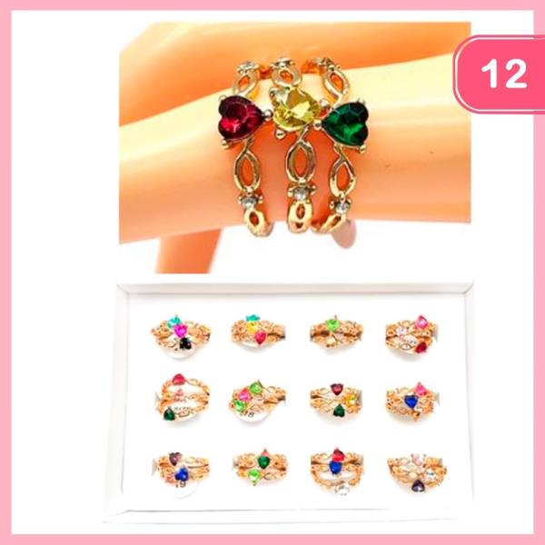 FASHION HEART RHINESTONE RING (12 UNITS)