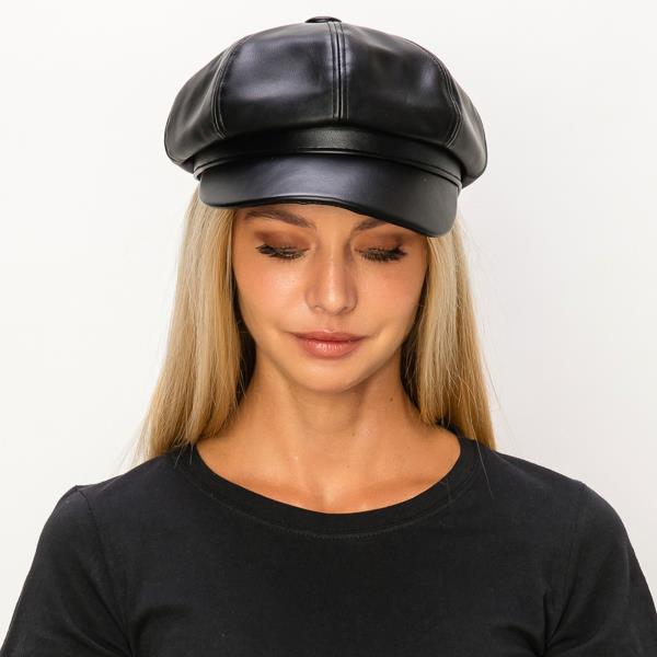 FAUX LEATHER BREAD HAT