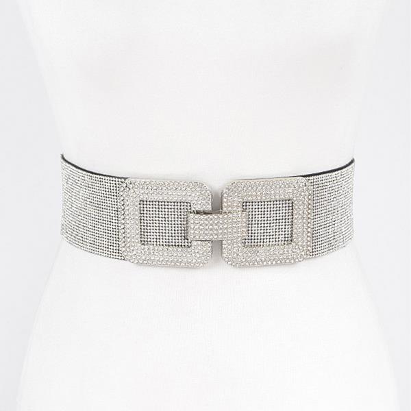 RHINESTONE BUCKLE ELASTIC BELT