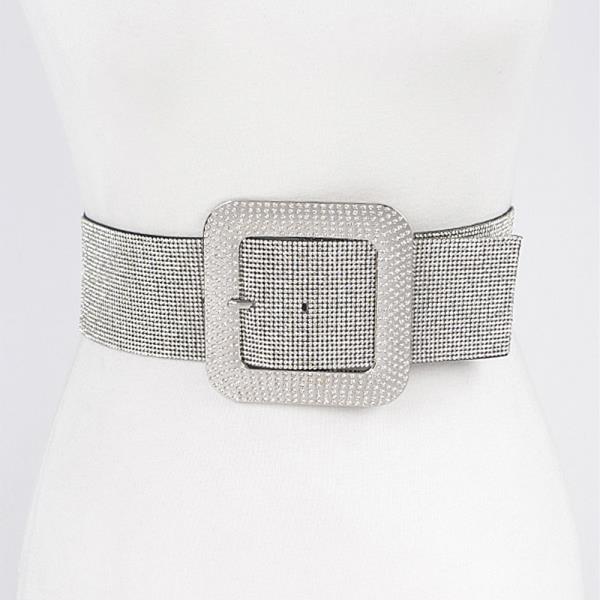 RHINESTONE BUCKLE PLUS SIZE ELASTIC BELT