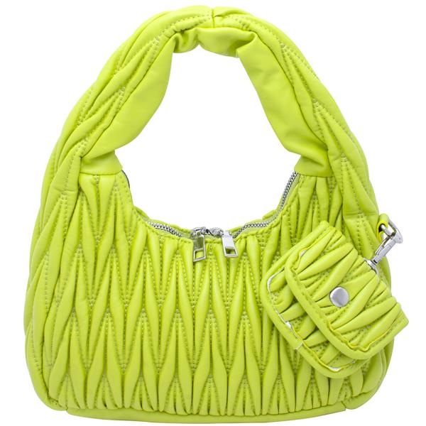 2IN1 TEXTURE HANDLE ROUND SHOULDER BAG WITH COIN POUCH SET