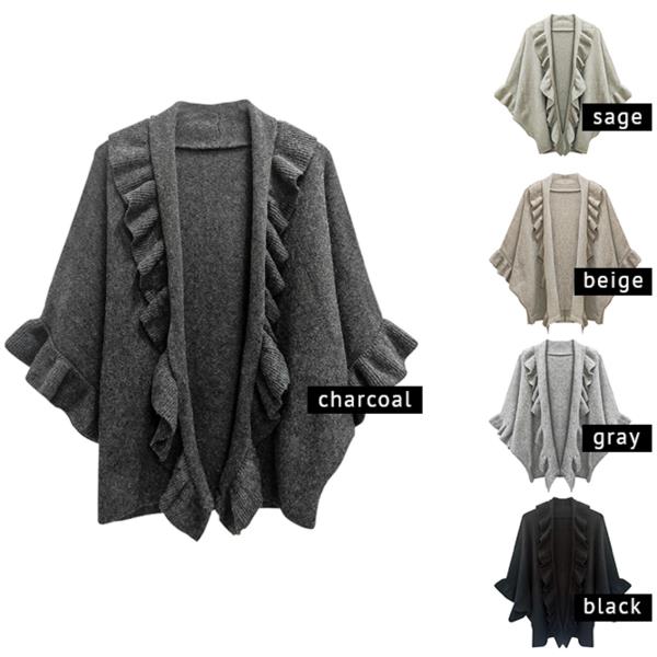 RUFFLE KNIT CARDIGAN