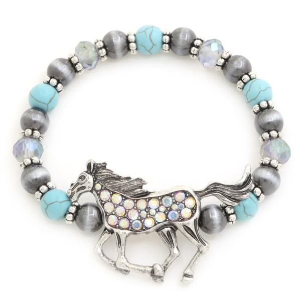 HORSE RHINESTONE BEADED BRACELET