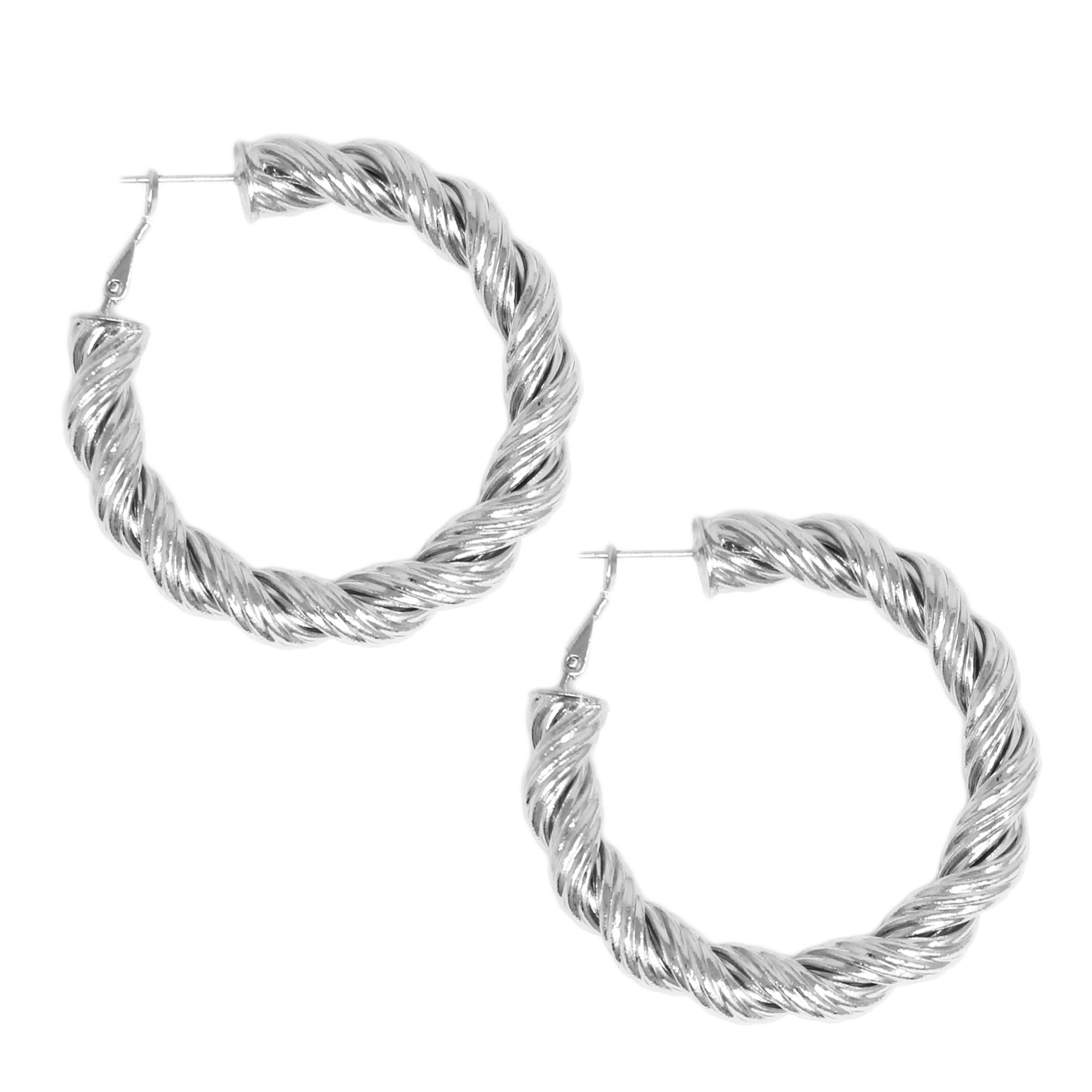 MULTI LINE TWISTED HOOP EARRING