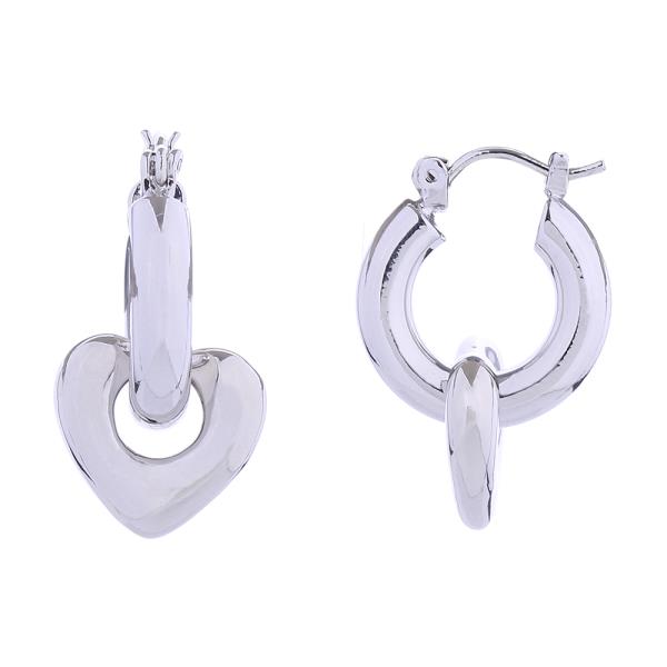 14K GOLD/WHITE GOLD DIPPED LINK HEART PINCATCH EARRINGS