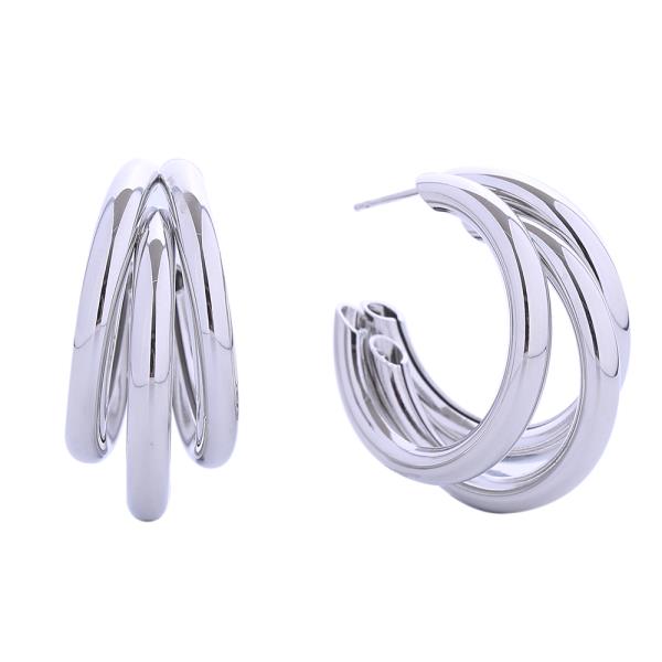 14K GOLD/WHITE GOLD DIPPED TRIO HOOP WALTZ POST EARRINGS