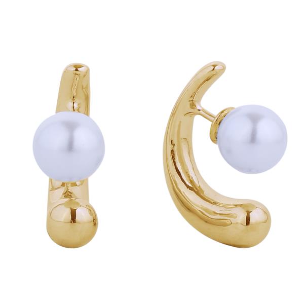 14K GOLD/WHITE GOLD DIPPED PEARL POST EARRING