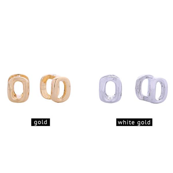 14K GOLD/WHITE GOLD DIPPED DOUBLE OVAL HUGGIE EARRINGS