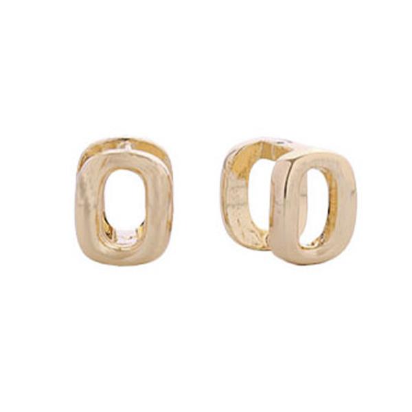 14K GOLD/WHITE GOLD DIPPED DOUBLE OVAL HUGGIE EARRINGS