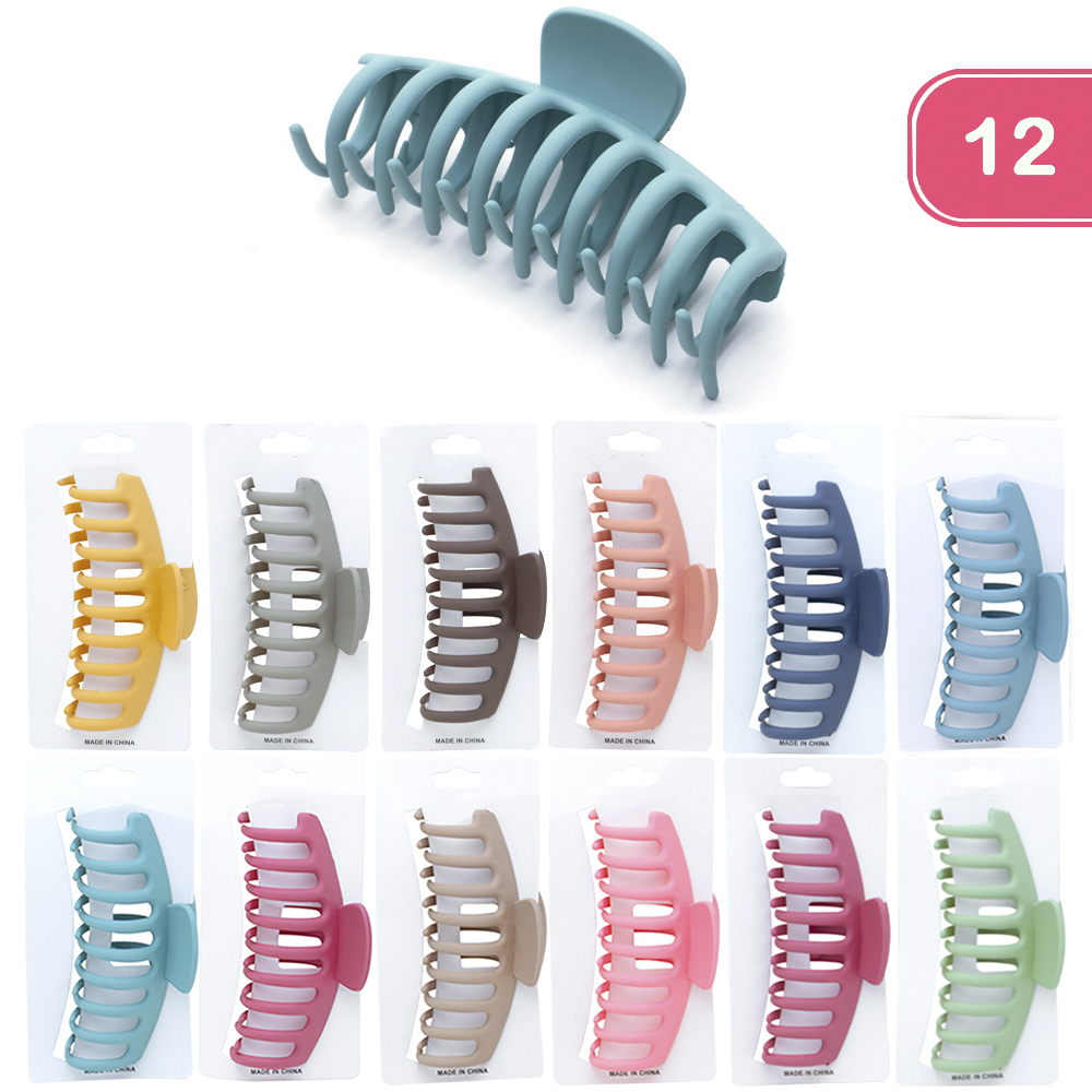 COLORED CURVE HAIR CLAW CLIP (12 UNITS)