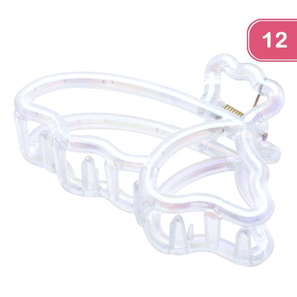 FASHION HOLOGRAM BUTTERFLY SHAPE HAIR CLAW CLIP (12 UNITS)