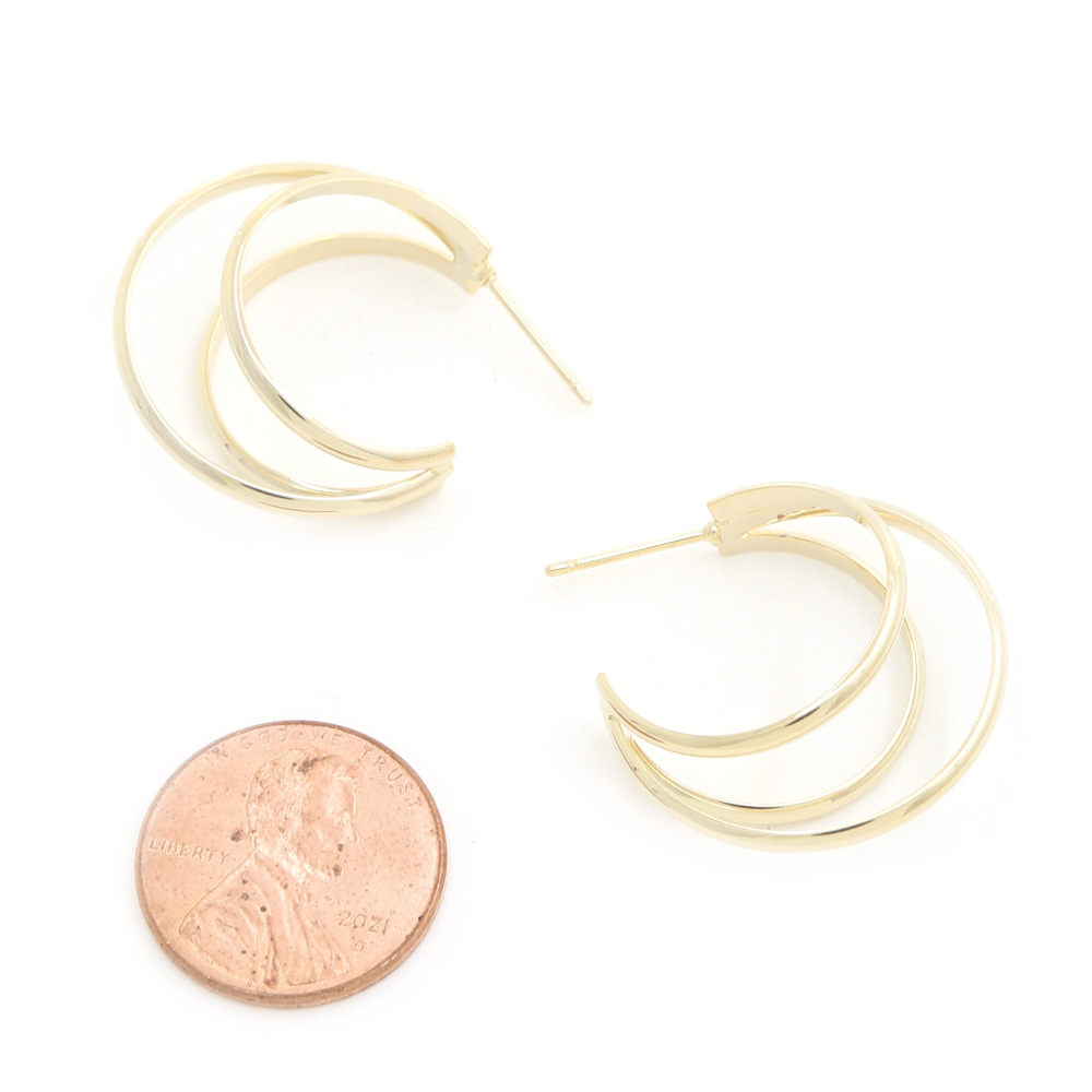 SODAJO TRIPLE CRESECENT HOOP GOLD DIPPED EARRING