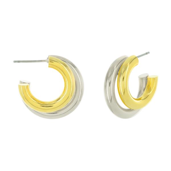 DOUBLE HOOP GOLD PLATED EARRING