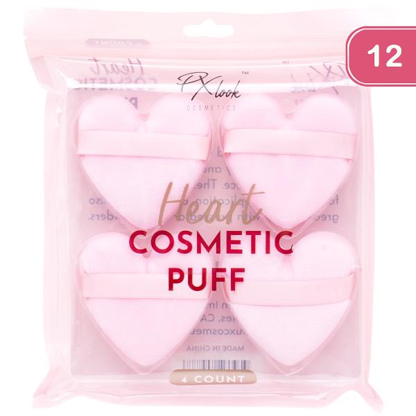 PX LOOK HEART COSMETIC PUFF 4 PC SET (12 UNITS)
