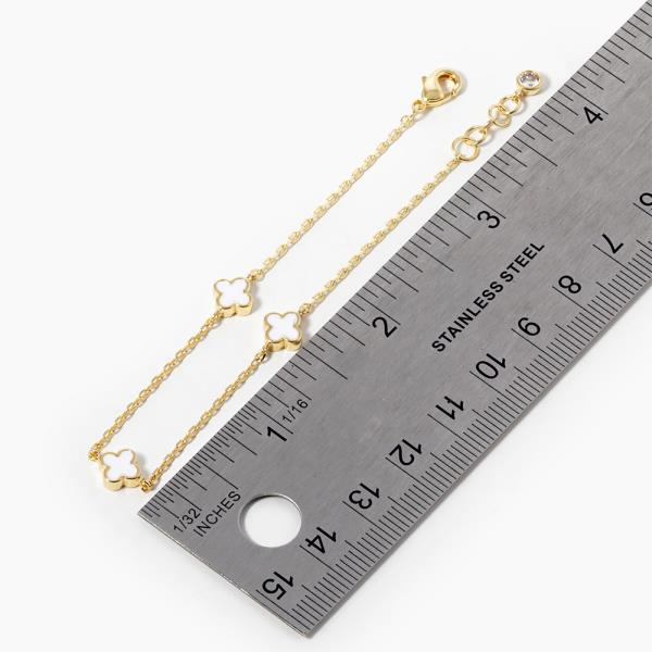 DAINTY CLOVER CHARM PAPERCLIP LINK GOLD DIPPED BRACELET